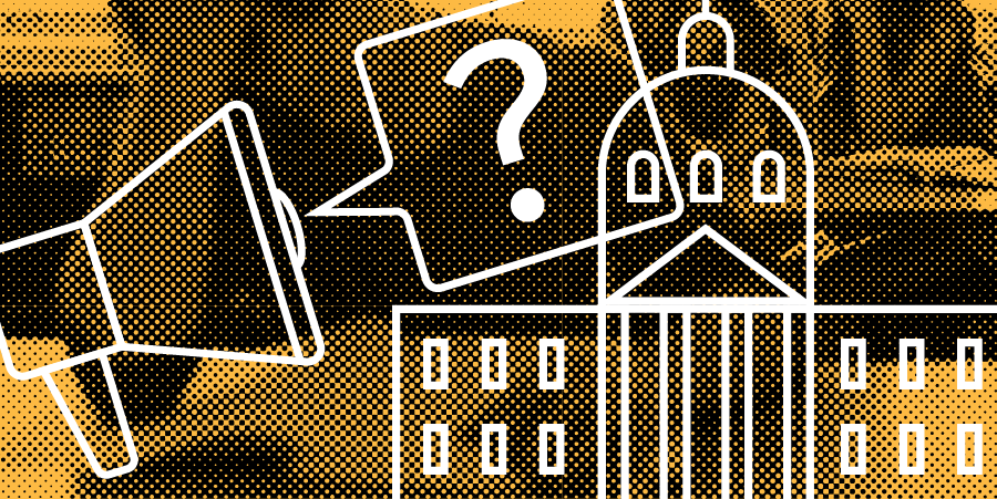 An image of a commercial vehicle with line art drawing of the Alberta Legislature building overlaid to represent Public Services.